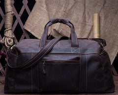 Cool Vintage Coffee Black Leather Mens Overnight Bags Travel Bags Weekender Bags For Men - iwalletsmen