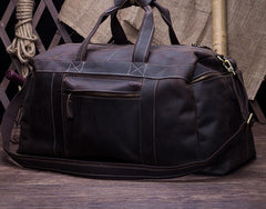 Cool Vintage Coffee Black Leather Mens Overnight Bags Travel Bags Weekender Bags For Men - iwalletsmen