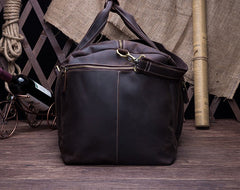 Cool Vintage Coffee Black Leather Mens Overnight Bags Travel Bags Weekender Bags For Men - iwalletsmen