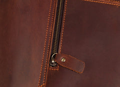 Cool Vintage Dark Brown Leather Mens Courier Bags Small Side Bags Messenger Bag For Men - iwalletsmen