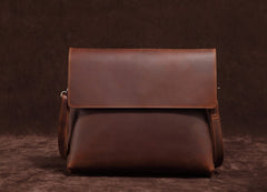 Cool Vintage Dark Brown Leather Mens Courier Bags Small Side Bags Messenger Bag For Men - iwalletsmen
