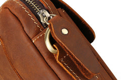 Cool Vintage Dark Brown Leather Mens Belt Pouch Small Side Bag Messenger Bag For Men - iwalletsmen