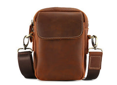 Cool Vintage Dark Brown Leather Mens Belt Pouch Small Side Bag Messenger Bag For Men - iwalletsmen