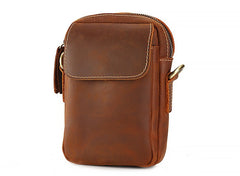 Cool Vintage Dark Brown Leather Mens Belt Pouch Small Side Bag Messenger Bag For Men - iwalletsmen