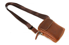 Cool Vintage Dark Brown Leather Mens Belt Pouch Small Side Bag Messenger Bag For Men - iwalletsmen