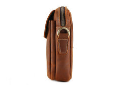 Cool Vintage Dark Brown Leather Mens Belt Pouch Small Side Bag Messenger Bag For Men - iwalletsmen