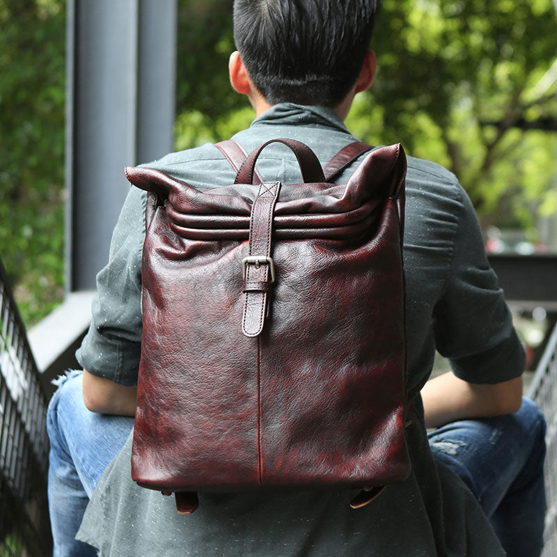 Cool Vintage Leather Mens Backpack Travel Backpack Laptop Backpacks for men - iwalletsmen