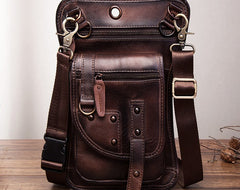 Cool Vintage Leather Mens Belt Pouch Waist Bag Drop Leg Bag Mini Shoulder Bag For Men - iwalletsmen