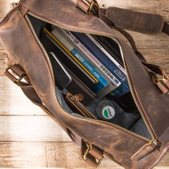 Cool Vintage Leather Mens Weekender Bag Travel Bags Shoulder Bags for men - iwalletsmen