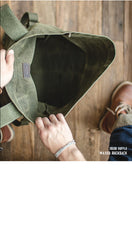 Cool Waxed Canvas Mens Green Military Courier Bag Postman Bag Backpack Large Side Bag For Men - iwalletsmen
