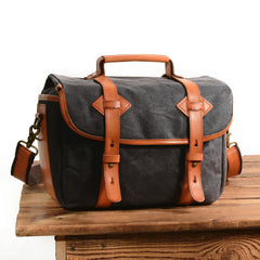 Cool Waxed Canvas Leather Mens Casual Messenger Bag DSLR Camera Bag Side Bag For Men - iwalletsmen