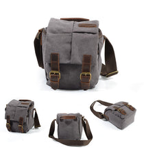 Cool Waxed Canvas Leather Mens Casual Waterproof Small Side Bag SLR Camera Bag Side Bag For Men - iwalletsmen
