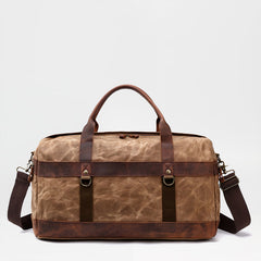 Cool Waxed Canvas Leather Mens Black Waterproof Travel Weekender Bag Duffle Bag for Men - iwalletsmen