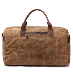 Cool Waxed Canvas Leather Mens Black Waterproof Travel Weekender Bag Duffle Bag for Men - iwalletsmen