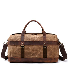 Cool Waxed Canvas Leather Mens Black Waterproof Travel Weekender Bag Duffle Bag for Men - iwalletsmen