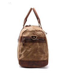 Cool Waxed Canvas Leather Mens Black Waterproof Travel Weekender Bag Duffle Bag for Men - iwalletsmen