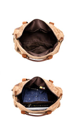 Cool Waxed Canvas Leather Mens Black Waterproof Travel Weekender Bag Duffle Bag for Men - iwalletsmen
