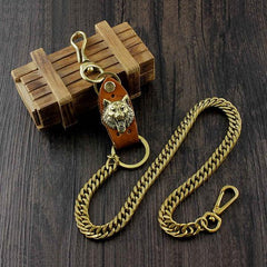 Cool Wolf Brass Mens wallet Chain Wolf Biker Chain Wallet Pants Chain For Men - iwalletsmen