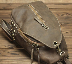 Cool Brown Mens Small Backpacks Vintage School Backpack Travel Backpack Bags for Men - iwalletsmen