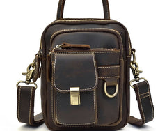 Cool Black Coffee Leather Men Vintage Mini Handbag Small Shoulder Bags Messenger Bag For Men - iwalletsmen