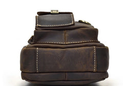 Cool Black Coffee Leather Men Vintage Mini Handbag Small Shoulder Bags Messenger Bag For Men - iwalletsmen