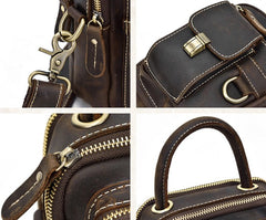 Cool Black Coffee Leather Men Vintage Mini Handbag Small Shoulder Bags Messenger Bag For Men - iwalletsmen