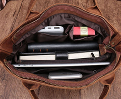 Cool Brown Leather Mens Vintage Small Briefcase Work Bag Shoulder Bag For Men - iwalletsmen