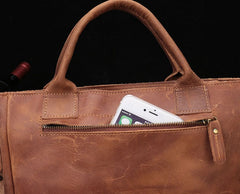 Cool Brown Leather Mens Vintage Small Briefcase Work Bag Shoulder Bag For Men - iwalletsmen