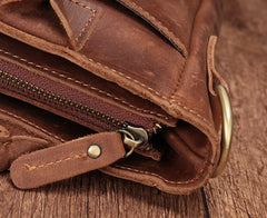 Cool Brown Leather Mens Vintage Small Briefcase Work Bag Shoulder Bag For Men - iwalletsmen