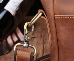 Cool Brown Leather Mens Vintage Small Briefcase Work Bag Shoulder Bag For Men - iwalletsmen