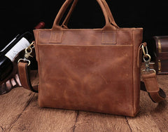 Cool Brown Leather Mens Vintage Small Briefcase Work Bag Shoulder Bag For Men - iwalletsmen