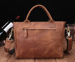 Cool Brown Leather Mens Vintage Small Briefcase Work Bag Shoulder Bag For Men - iwalletsmen