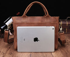 Cool Brown Leather Mens Vintage Small Briefcase Work Bag Shoulder Bag For Men - iwalletsmen