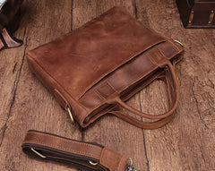 Cool Brown Leather Mens Vintage Small Briefcase Work Bag Shoulder Bag For Men - iwalletsmen
