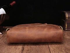 Cool Brown Leather Mens Vintage Small Briefcase Work Bag Shoulder Bag For Men - iwalletsmen