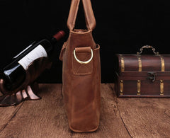 Cool Brown Leather Mens Vintage Small Briefcase Work Bag Shoulder Bag For Men - iwalletsmen