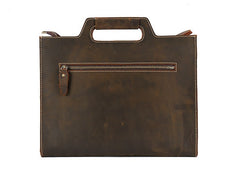 Vintage Leather Men Work 11inch Briefcase Handbag Shoulder Bags Work Bag For Men - iwalletsmen