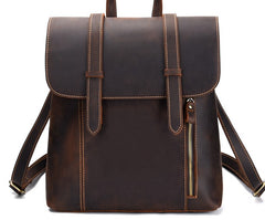 Cool Brown Leather Mens Backpack School Backpack Satchel Backpack for Men - iwalletsmen