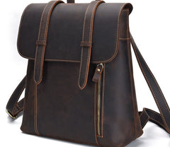 Cool Brown Leather Mens Backpack School Backpack Satchel Backpack for Men - iwalletsmen
