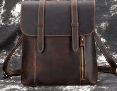 Cool Brown Leather Mens Backpack School Backpack Satchel Backpack for Men - iwalletsmen