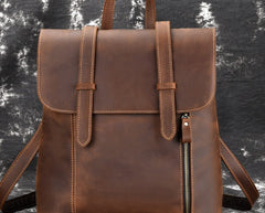 Cool Brown Leather Mens Backpack School Backpack Satchel Backpack for Men - iwalletsmen