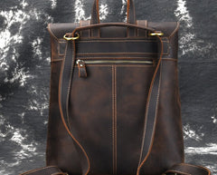 Cool Brown Leather Mens Backpack School Backpack Satchel Backpack for Men - iwalletsmen