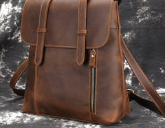 Cool Brown Leather Mens Backpack School Backpack Satchel Backpack for Men - iwalletsmen