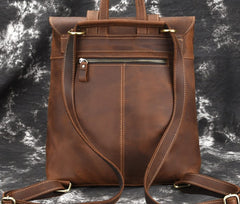 Cool Brown Leather Mens Backpack School Backpack Satchel Backpack for Men - iwalletsmen