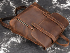Cool Brown Leather Mens Backpack School Backpack Satchel Backpack for Men - iwalletsmen