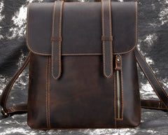 Cool Brown Leather Mens Backpack School Backpack Satchel Backpack for Men - iwalletsmen