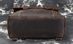 Cool Brown Leather Mens Backpack School Backpack Satchel Backpack for Men - iwalletsmen