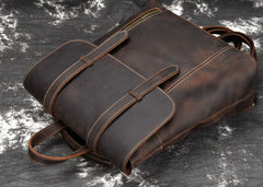 Cool Brown Leather Mens Backpack School Backpack Satchel Backpack for Men - iwalletsmen