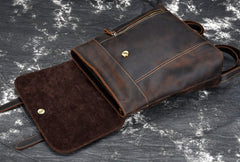 Cool Brown Leather Mens Backpack School Backpack Satchel Backpack for Men - iwalletsmen