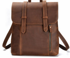 Cool Brown Leather Mens Backpack School Backpack Satchel Backpack for Men - iwalletsmen